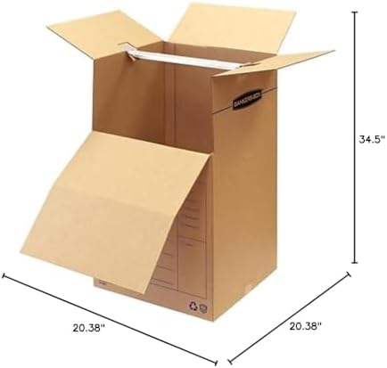‎Bankers Box 3-Pack Short Wardrobe Moving Boxes, 20" x 20" x 40"