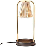 Mikasa 13.8 Inch Electric Candle Warmer Lamp with Amber Glass Shade and Wooden Base - Flameless Candle Melter with Dimmer Control for Home Decor and Fragrance, 50W Halogen Bulb Included