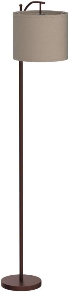 Floor Lamp for Living Room, LED Standing Lamp Tall Industrial Floor Lamp Reading for Bedroom, Office (9W LED Bulb, Wood Grain Lampshade Included) - Oil-Rubbed Bronze