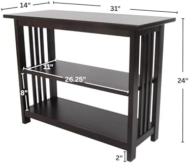 Alaterre Mission Bookcase with Adjustable Shelf, Espresso, 31”W x 24”H
