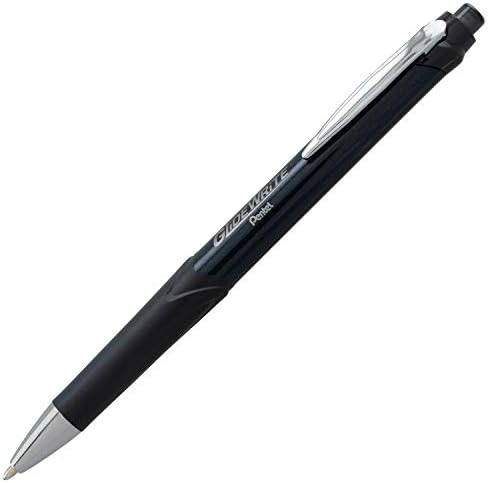 Pentel Glidewrite Signature Ballpoint Pen Black Barrel, (1.0mm) Medium Line, Black Ink, 12 Pens (BX930A-A)