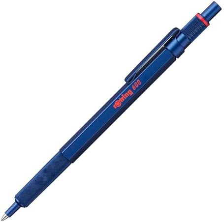 rOtring 600 Ballpoint Pen, Medium Point, Black Ink, Blue Barrel, Refillable - Smooth Writing, Non-Slip Grip