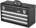 VEVOR Metal Tool Box, 20.5-inch, Portable Metal Tool Box with 3 Drawers, Small Tool Chest with EVA Liners, Ball Bearing Slide Drawers Locking & Powder Coated Finish, Multi-Function Tool Organizer