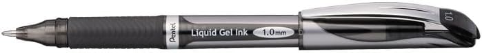 Pentel ENER-GEL Deluxe Liquid Gel Pen, Bold Line, Metal Tip, Black Ink, Box of 12 (BL60-A)