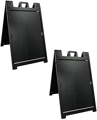 Black 2-Pack of Plasticade Signicade Deluxe A-Frame Sidewalk Curb Sign Portable Folding Double-Sided Display with Quick-Change System