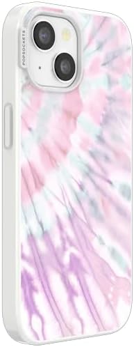 PopSockets iPhone 15 Phone Case with MagSafe- Coastal Dye Purple | Magnetic, Wireless Charging, Camera & Drop Protection, Purple, Aura, Rainbow, Colorful