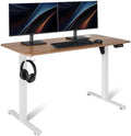 Amazon Basics Electric Standing Desk, Height Adjustable Home Office Desk with Quiet Motor and Multiple Presets, White/Oak Effect