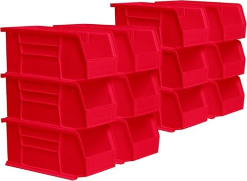 Akro-Mils 30230 AkroBins Plastic Storage Bins, 11"x5"x5", Red, 12-Pack