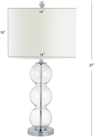 JONATHAN Y Bella 27" Glass Table Lamp, Clear/Chrome, Set of 2