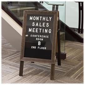 Excello Global Products Large Wooden A-Frame Sign 36x20 Felt Letter Board with Changeable Letters & Enclosure-Freestanding Rustic Vintage Message Felt Board-Double Sided Display-Standing Sidewalk Sign