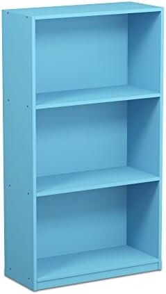 Furinno Basic 3-Tier Book Shelf with Open Shelves, Light Blue