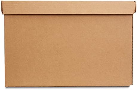 Amazon Basics Moving and Storage Boxes with Handles and Lift-Off Lids, File Storage, Collapsible, 15x10x12 in, Brown, 20-Pack