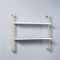 Contemporary Wall Unit Bookcase Metal Frame Pine Wood Shelf Bookshelf Wall-Mounted Bookshelf Wrought Iron Bag Rack Multi-Layer Clothing Store Decoration White Gold 31.5" L x 9.8" W x 29.9" H