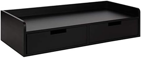 Kate and Laurel Kitt Modern Floating Shelf with Drawers, 28 x 12 x 6.5 inches, Black, Chic Floating Storage Console Table or Desk for Wall
