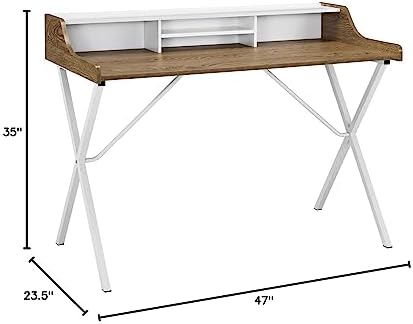 Modway Bin Contemporary Modern Writing Desk With Storage Cubbies in Walnut