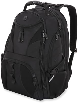 SWISSGEAR 1900 ScanSmart Laptop Backpack, Fits Most 17-Inch Laptops, TSA-Friendly Lay-Flat Design, RFID Protection, and Tablet Pocket, Black, 31L, 18.5-Inch