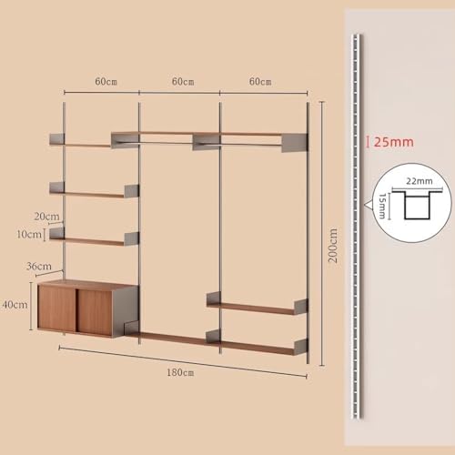 Rygcrud DIY Home Office Bookcase, 3 Tier Book Shelves with Storage Cabinet, Wall Mount Open Display Closet System for Bedroom Clothing Organizer Storage(78.7x70.9in)