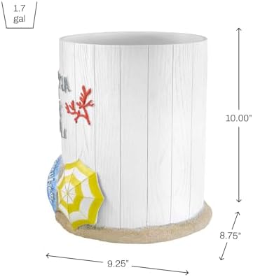Avanti Linens - Wastebasket, Trash Can, Beach Inspired Bathroom Decor (Beach Mode Collection)