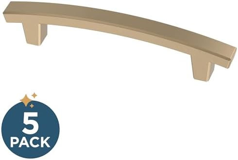 Franklin Brass Pierce (5-Pack) Cabinet Handles 4' Hole Center Champagne Bronze Kitchen Drawer, Gold Pulls, Dresser, Furniture Hardware P29615K-CZ-B