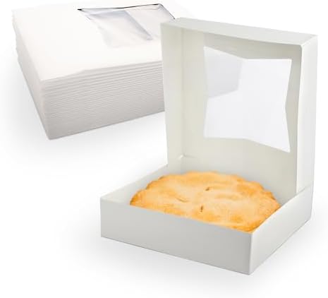 MT Products White Bakery Boxes 8" x 8" x 2.5" - Elegant Pastry Boxes (Pack of 10) - Made in USA