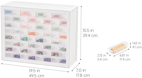 IRIS USA 64-Drawer Screw Organizer, Hardware Storage, Made in USA, White