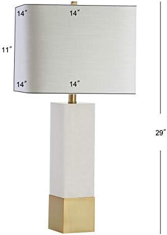 JONATHAN Y Jeffrey Table Lamp Bedside Metal Marble 29", Brass Gold/White