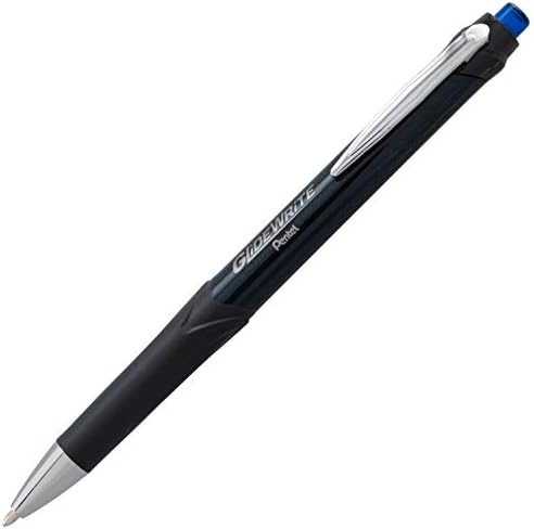 Pentel Glidewrite Signature Ballpoint Pen, Black Barrel, (1.0mm) Medium Line, Blue Ink, 12 Pens (BX930A-C)