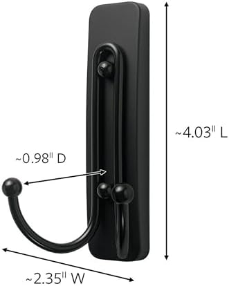 Command Large Matte Black Double Hooks, 2 Hooks and 2 Strips, Damage Free Hanging Wall Hooks with Adhesive Strips, No Tools Coat Hooks for Hanging Home Decor, Holds up to 4 lb (Pack of 3)