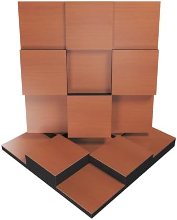 2 PACK — Acoustic Soundproofing Diffusion Panel | Acoustic Treatment for Recording Studio Home Office Podcast Living Room | Absorption - Reflection | Color Plates: (Cherry, EDISON)