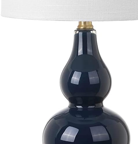 JONATHAN Y Anya Gourd Glass Table Lamp 20.5", Navy