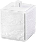 Nicole Miller - Covered Jar, Durable Resin Countertop Accessories with Textured Marble Design, Modern Bathroom Decor, Dorm Room Essentials (Zen Collection, White)