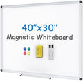 VIZ-PRO Magnetic Whiteboard, 40 x 30 Inches, Dry Erase Board for Wall