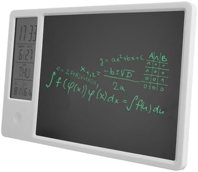 LCD Doodle Board 10 Inch Erasable Writing Pad with Digital Clock for Kids and Adults (White)