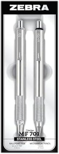 Zebra Pen STEEL Tactical M-701 & F-701 Set, HB 0.7mm, Black Ink 0.8mm, 2-Pk