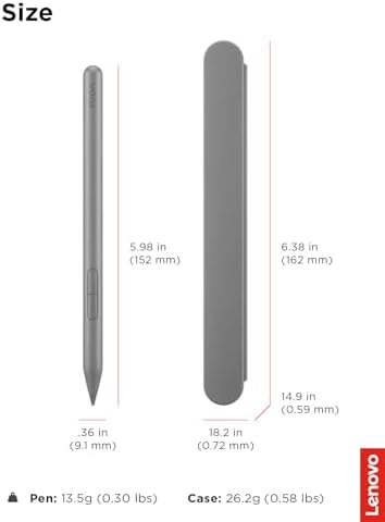 Lenovo Yoga Pen 2 with Magnetic Pen Case, AES 3.0 Stylus with 8192 Pressure Levels, USB C Rechargeable, Tilt Detection, Multi Protocol Support for Lenovo Yoga 2 in 1 PCs, Luna Grey