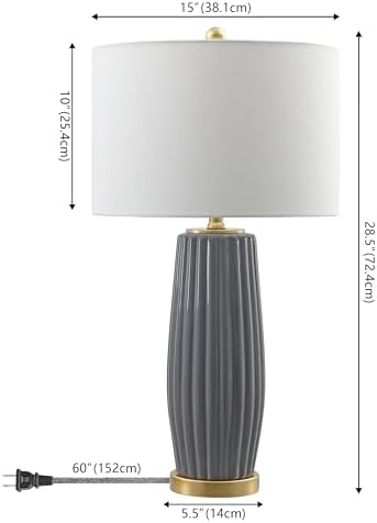 JONATHAN Y Roman Table Lamp 28.5" Modern Ceramic for Living Room, Gray