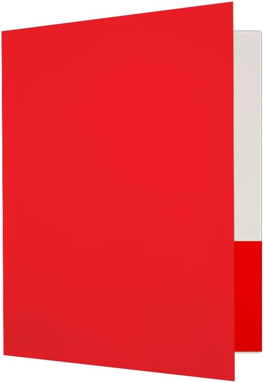 JAM PAPER Custom Printed Semi-Gloss Folders with Round Corner Pockets - Personalized Logo & Text - 10 pt C2S - Red - 250/Pack