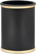 Kraftware Sophisticates Oval Wastebasket with Plastic Liner, Adding Classic Style to The Bathroom and All Other Rooms in The Home or Office, 13 Quart Capacity, Black with Gold Trim