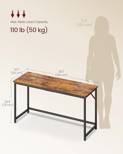 VASAGLE Computer Desk, Steel Frame Gaming Desk for Home Office, 55.1 Inch