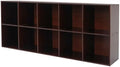 10 Cube Storage Organizer - Pine Wood Bookshelf - Cube Shelf - Vertical or Horizontal Bookcase - Open Book Shelf - Easy Assembly for Bedroom, Living Room, Office - Brown