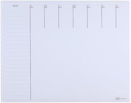Quartet Glass Desktop Weekly Planner, 17" x 22", Whiteboard, Dry Erase Surface, Clean Erase, Includes 1 Dry Erase Marker, White (GDP2217W)