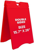 Jumbl A-Frame Signboard 15.7” x 26” Display Surface – Small Outdoor Sandwich Board w/Weather Resistant PVC Sign Protector & Sand Fill Holes – Dual Signage Stand for Storefront Sidewalk Curb (Red)