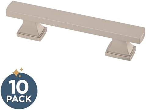 Franklin Brass 10 Pack Brushed Nickel Cabinet Handles 3 inch (76mm) Kitchen Cabinet Handles and Drawer Pulls for Cupboards and Dressers | Tiered Foot