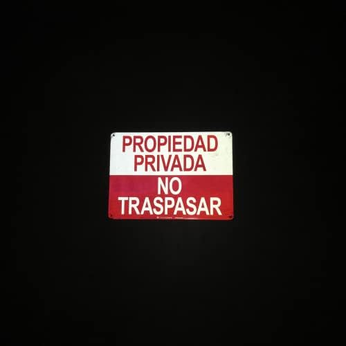 TRADESAFE Private Property No Trespassing Sign - Propiedad Privada No Traspasar Spanish Sign, Quick Install, Light Reflective, UV-Resistant, Waterproof, 14” X 10” Aluminum Safety Signs