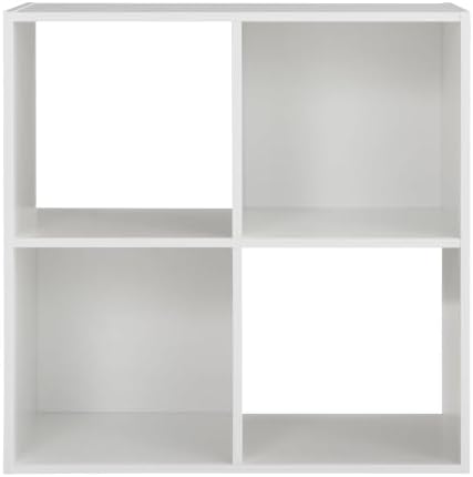 4 Cube Storage Organizer, 2x2 Modular Freestanding Cubby Shelf, Open Wooden Bookcase, Multipurpose Display Shelving Unit for Bedroom, Living Room, Closet and Home Decor, White