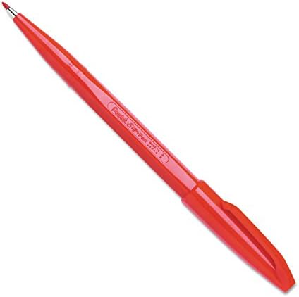 Pentel Sign Pen Fiber-Tipped Pen, Red Ink, Box of 12 (S520-B)