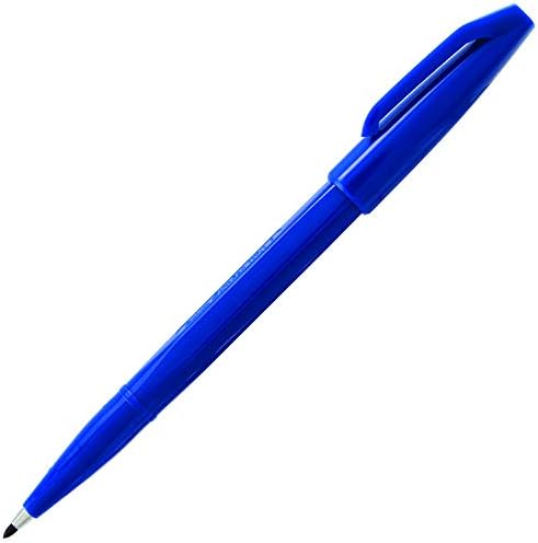 Pentel Sign Pen Fiber-Tipped Pen, Blue Ink, Box of 12 (S520-C)