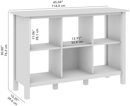 Bush Home Broadview 6 Cube Organizer in Pure White, Home Office Storage Solution, Compact Shelving Unit for Workspace, Multi-Purpose Organizer for Books