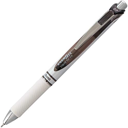 Pentel EnerGel Pearl Retractable Liquid Gel Pen, 0.7mm Black/Blue/Violet Ink, 12 Pack (BL77W12C)