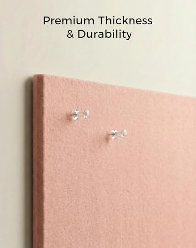 Aothia Felt Bulletin Board Tiles, 12-Pack 48"x36" Large Pin Board for Wall, Modern Cork Board Alternative for Notes, Photos, Memo & Office Organization, 70 Adhesive Tabs & 40 Push Pins, Pink